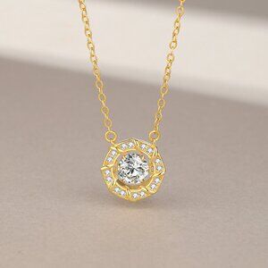 New diamond-encrusted gold-tone sterling silver clavicle necklace